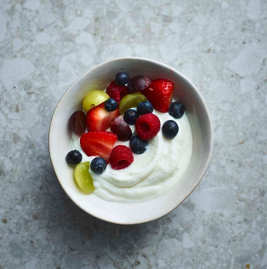 0% fat natural Greek yogurt with fruit