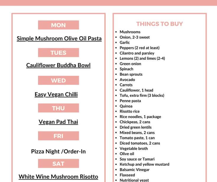 A Weekly Meal Plan