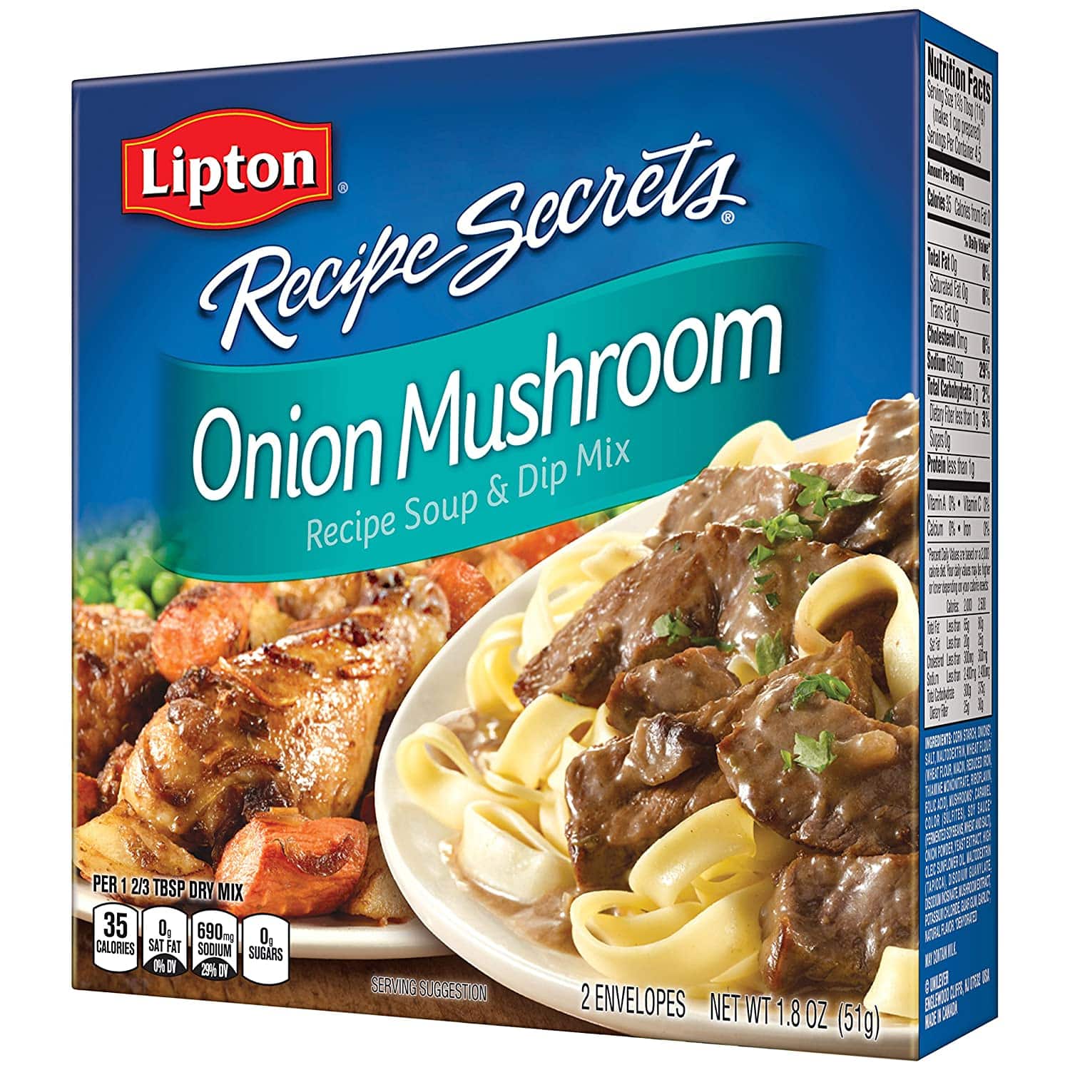 Amazon.com: Lipton Recipe Secrets Soup and Dip Mix, Onion Mushroom 1.8 ...