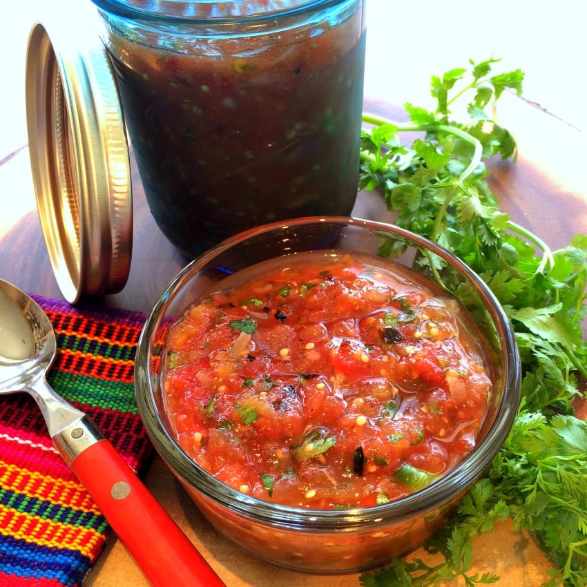Authentic Chunky Roasted Salsa with Tomatoes, Tomatillos, Garlic and ...