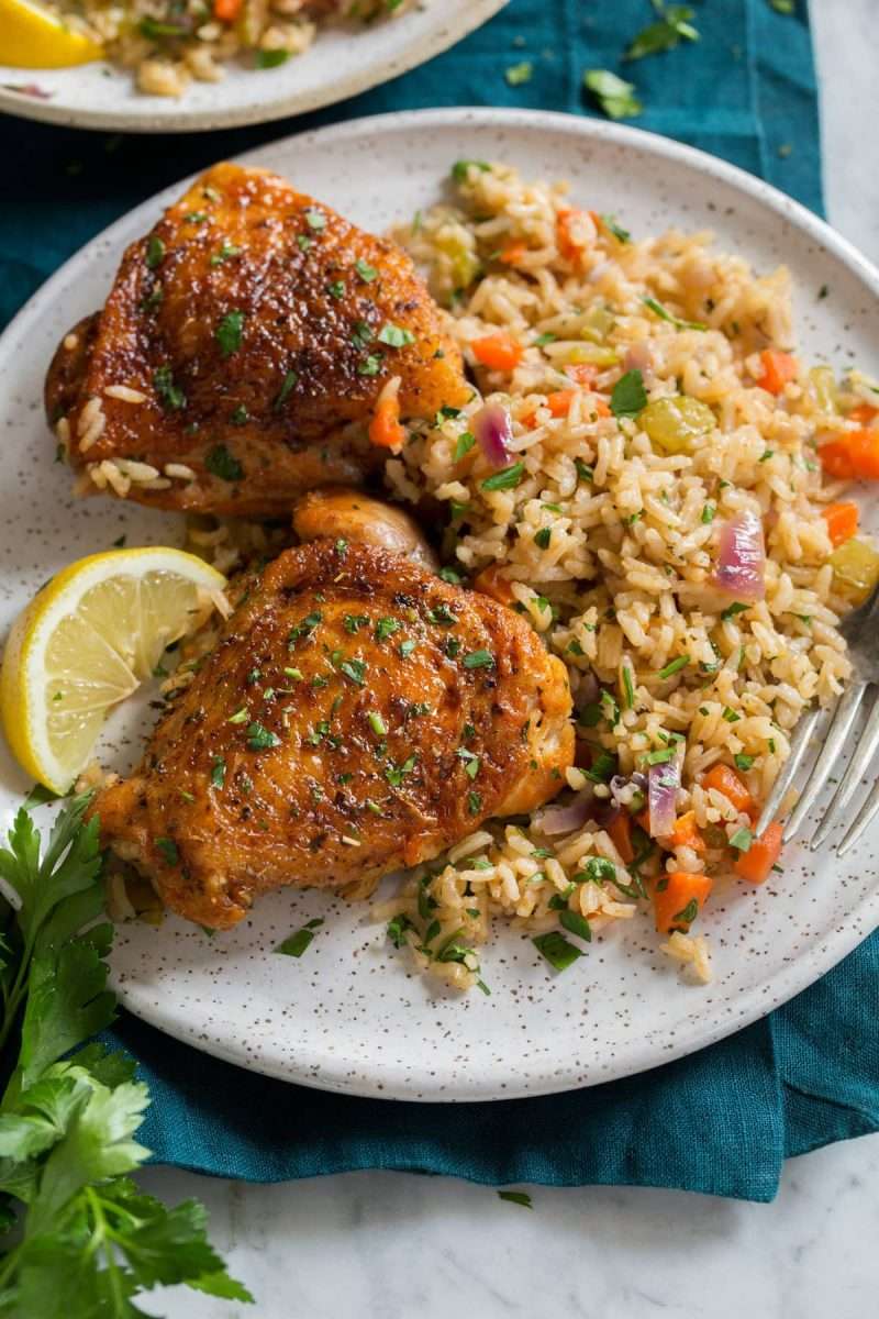 Baked Chicken and Rice (One Pot)
