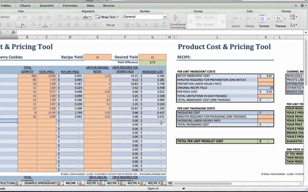 Baking Cost Calculator Spreadsheet inside Spreadsheet Example Of Recipe ...