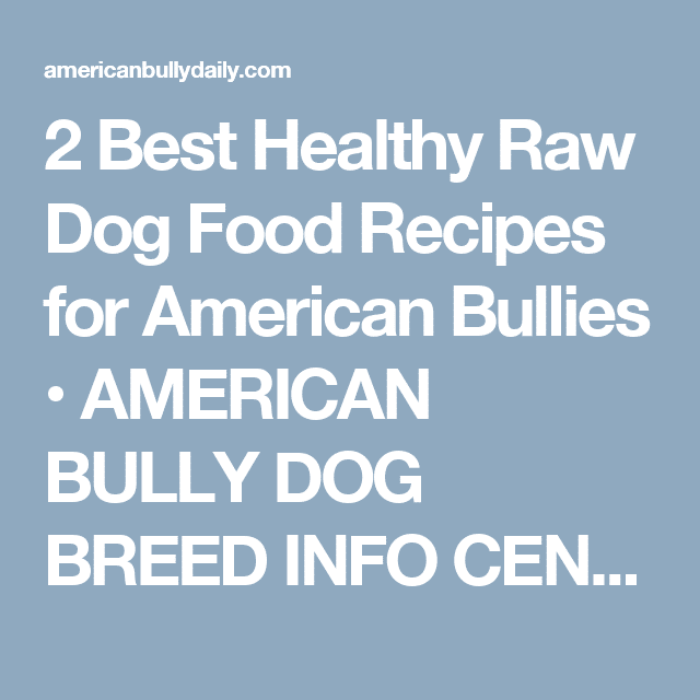 Best Healthy Homemade Raw Dog Food Recipes for Pitbulls and American ...