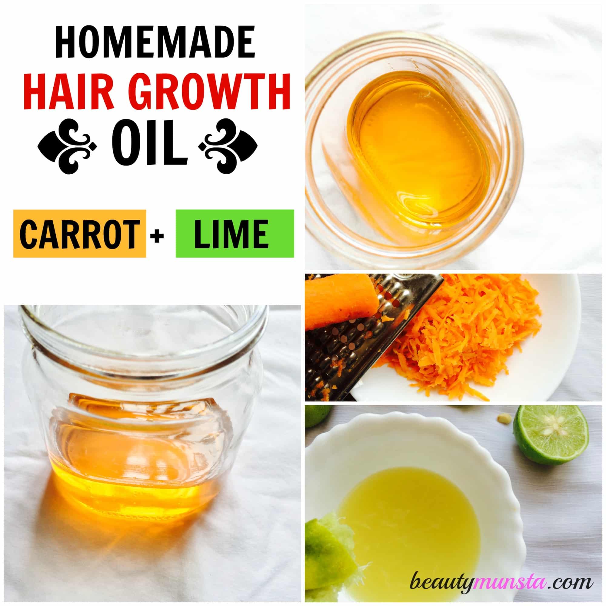 Carrot &  Lime Homemade Hair Oil Recipe for Hair Growth