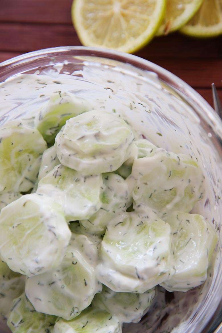 Cucumber Salad Recipe with Mayonnaise Sauce and Dill