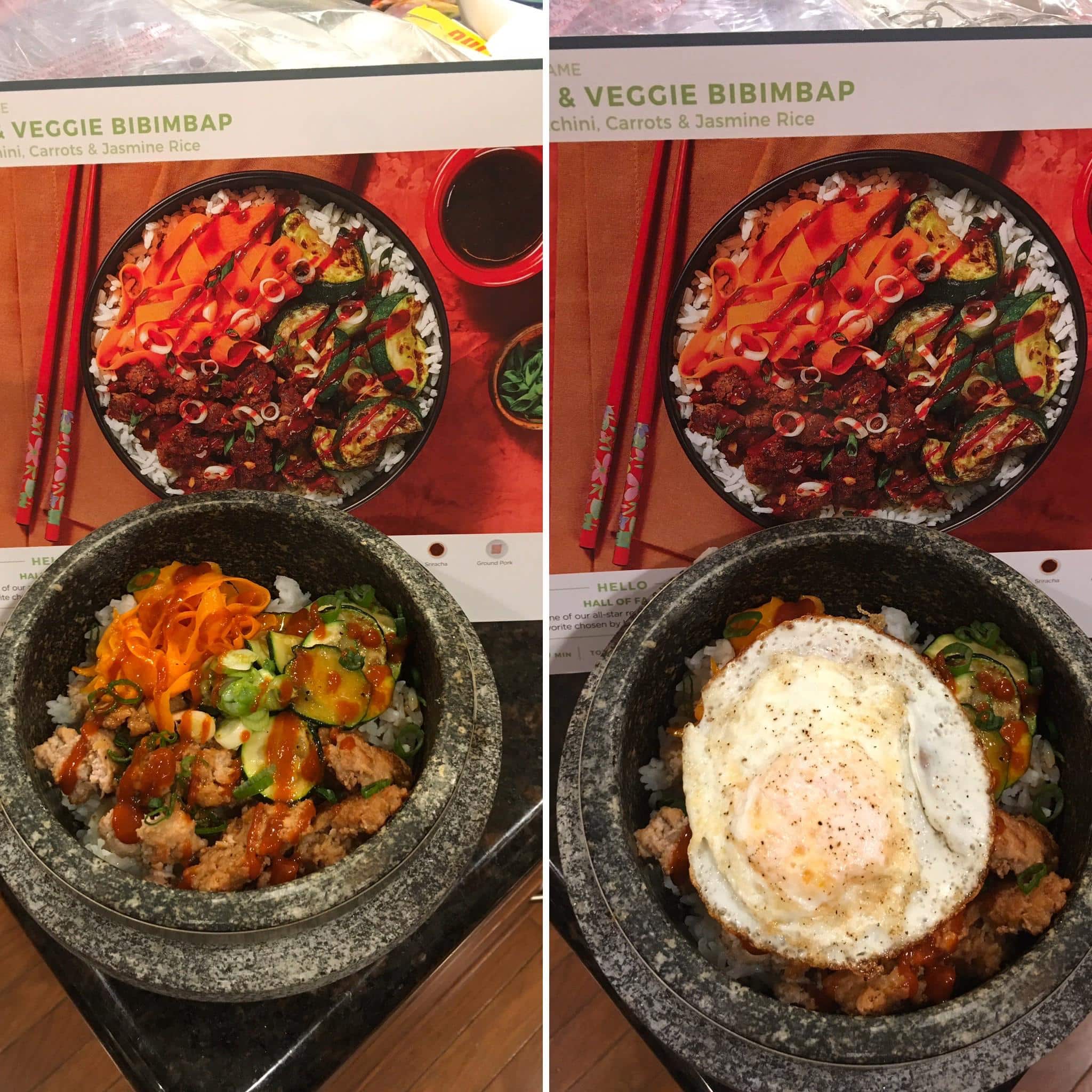Day 2 of my first week with Hello Fresh. Pork Bibimbap (added a fried ...