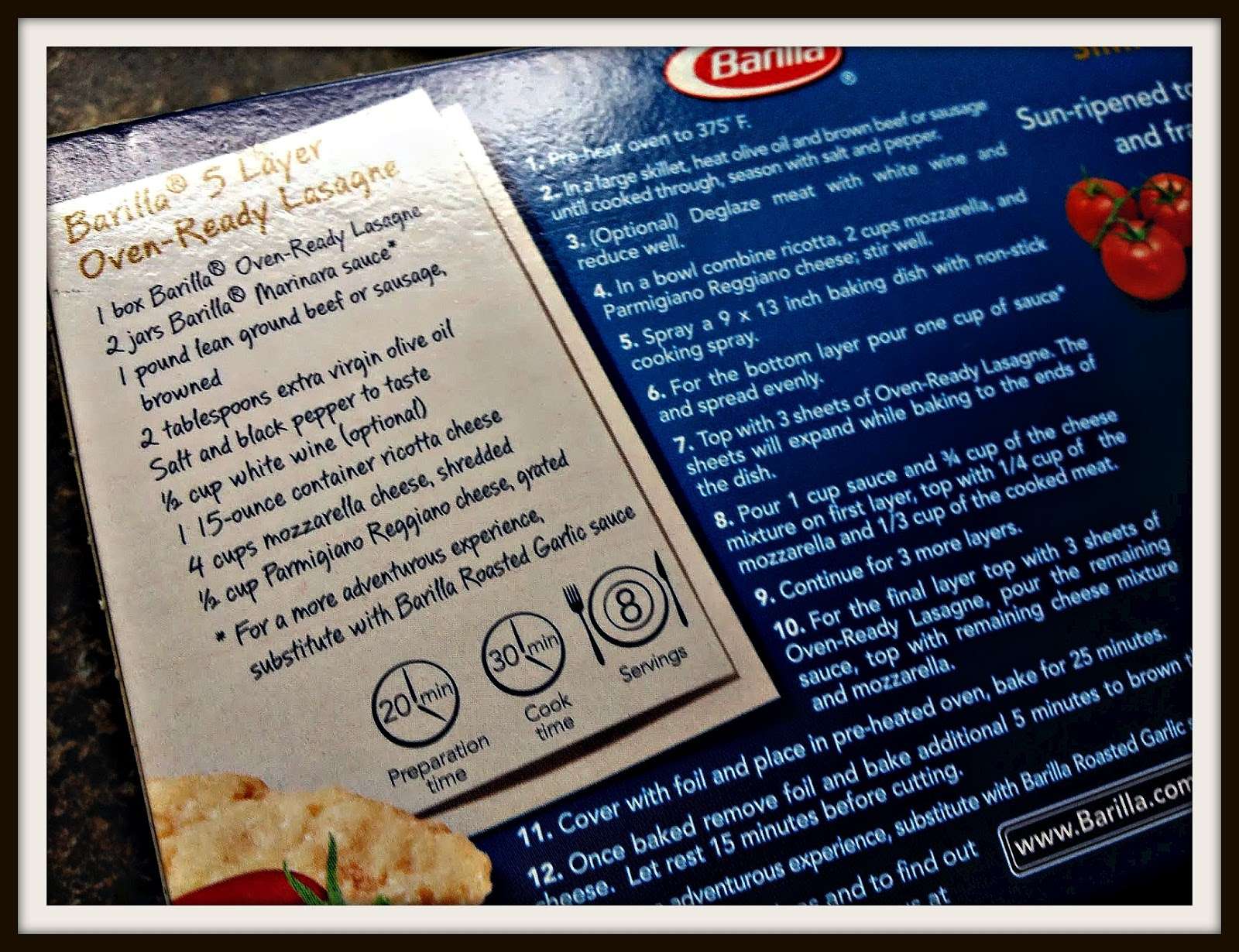 Food Hussy Recipe Review: Barilla Oven Ready 5 Layer Lasagna