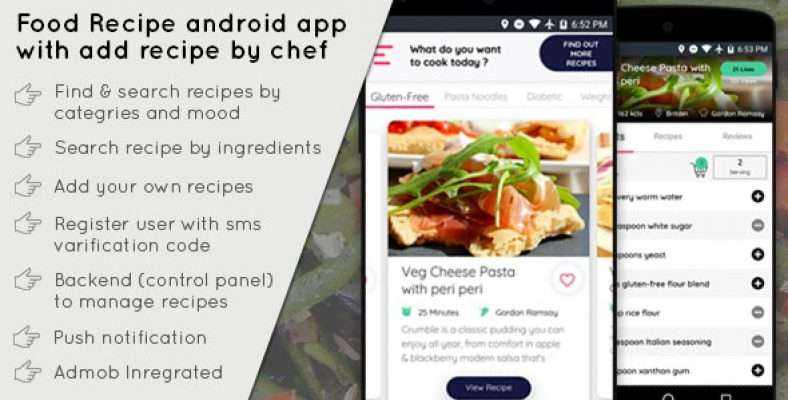 Food Recipe android app with add recipe by chef
