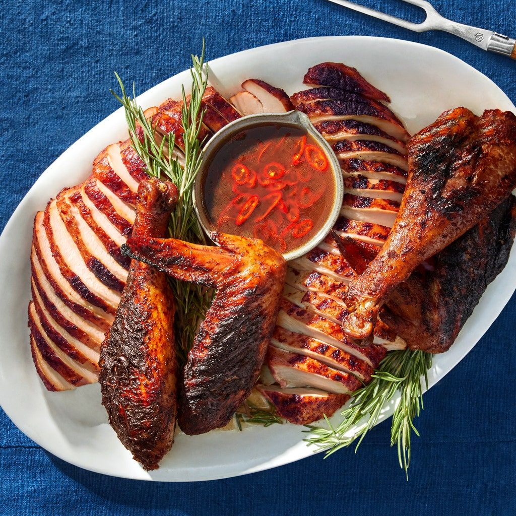 Grilled Vinegar Turkey With Chiles and Rosemary