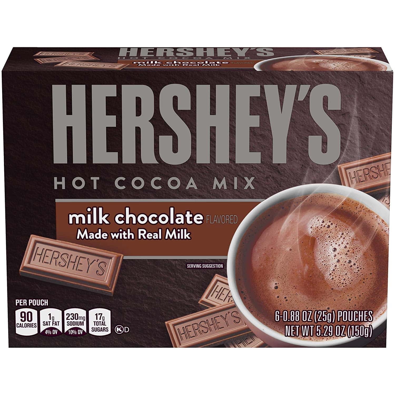 Hersheys Milk Chocolate, Hot Cocoa Mix, (6 Pouches), 0.88 Ounce ...