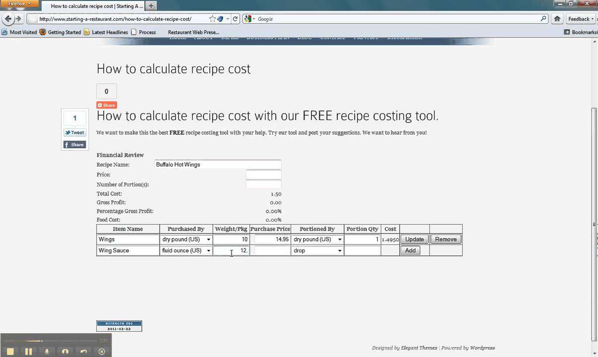 How to calculate recipe cost