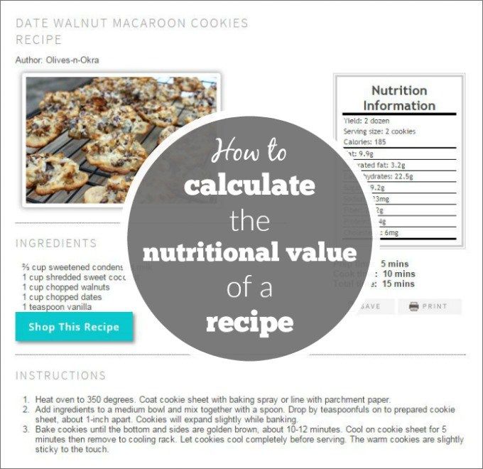 How to calculate the nutritional value of a recipe