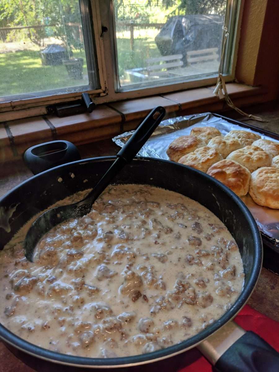 Jimmy Dean sausage gravy recipe. Its so simple and has been my go