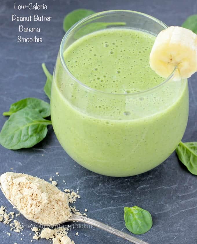 Low Calorie Peanut Butter Banana Spinach Smoothie