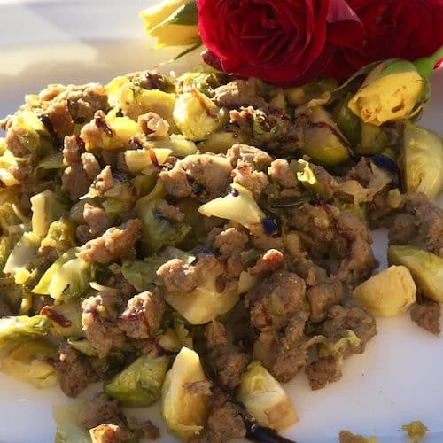 Paleo and Keto friendly Brussels Sprouts with Organic Grass