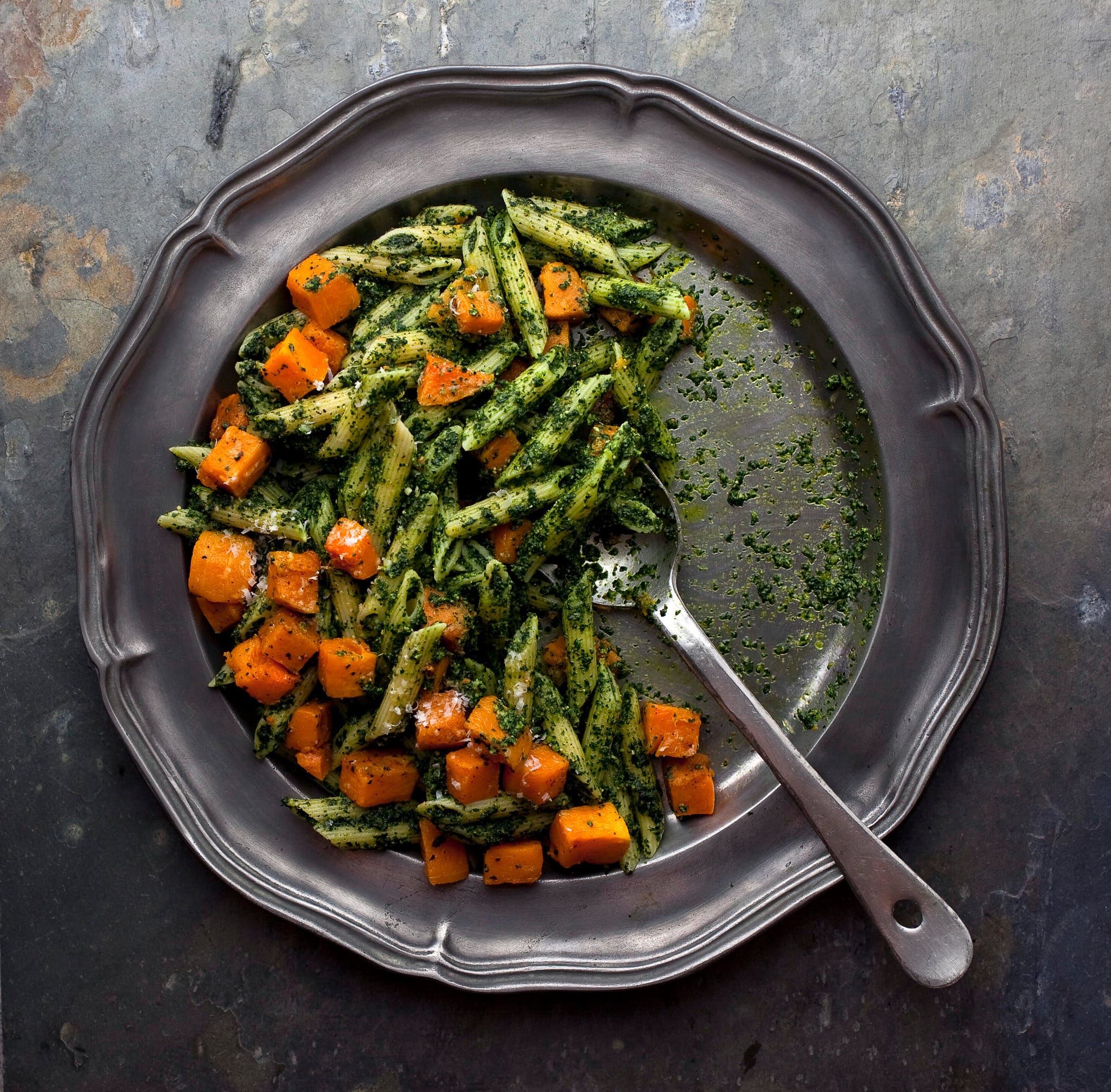 Pasta With Kale Pesto and Roasted Butternut Squash Recipe