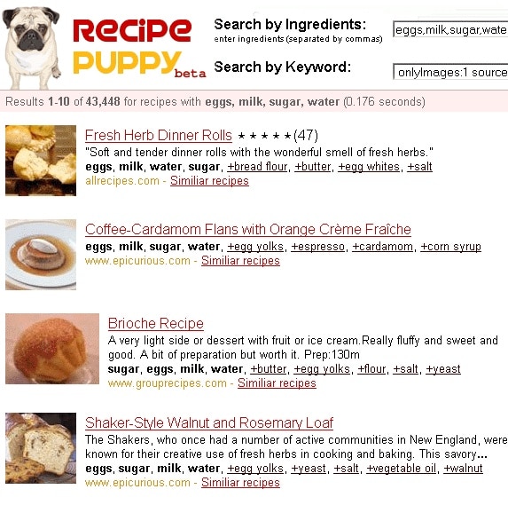 recipe by ingredient search
