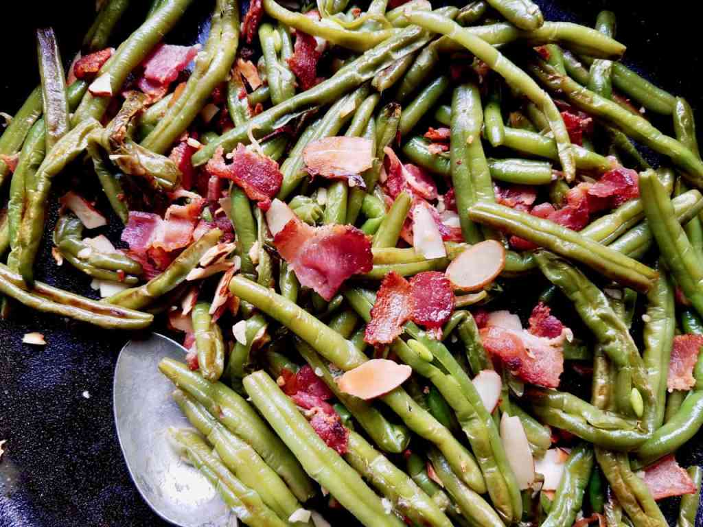 Sautéed Frozen Green Beans with Bacon and Almonds