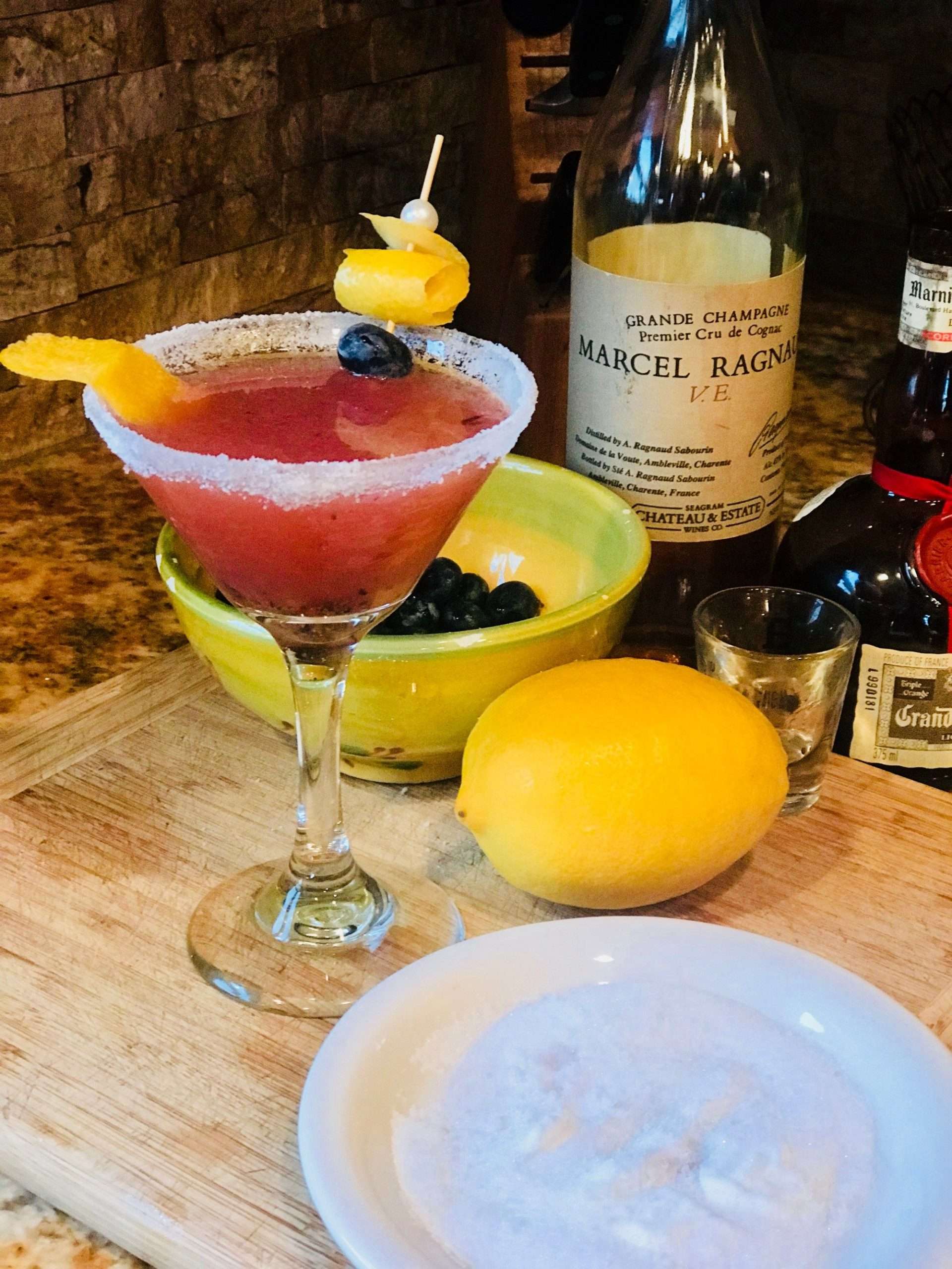 Sidecar Cocktail with Blueberries, cognac, Grand Marnier ...