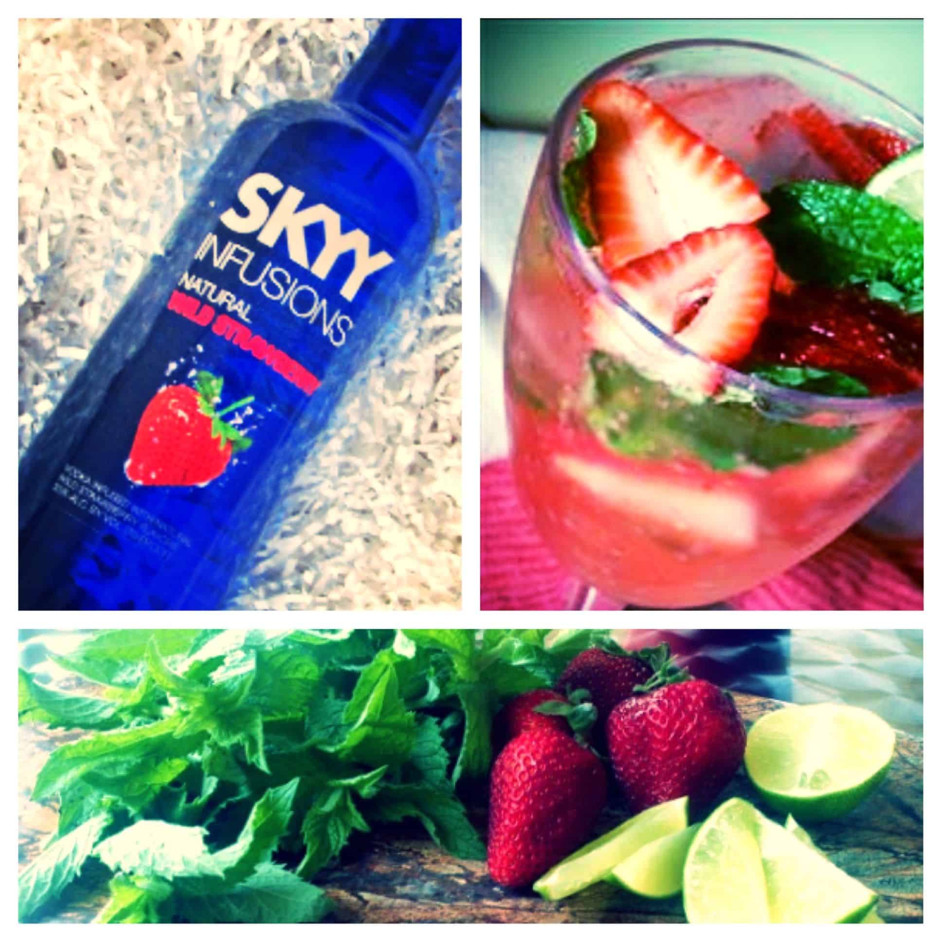 Skyy Wild Strawberry Vodka, Limes, strawberries, mint and club soda ...