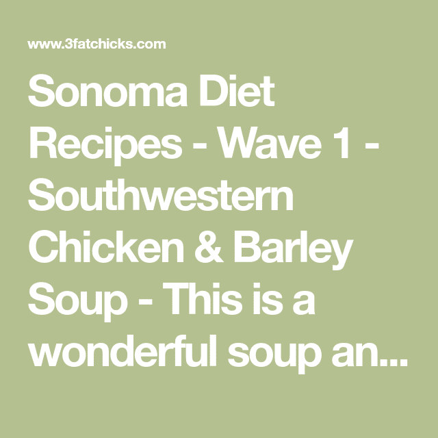 Sonoma Diet Recipes