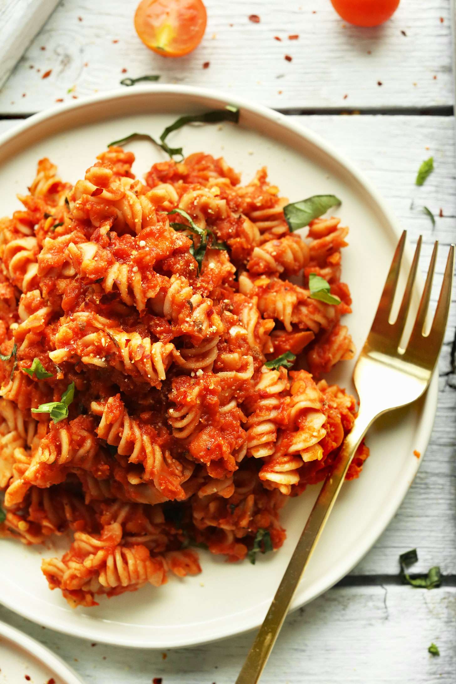 Spicy Red Pasta with Lentils