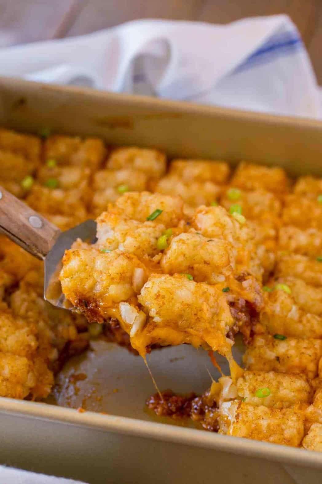 Tater Tot Casserole made with ground beef, tater tots ...