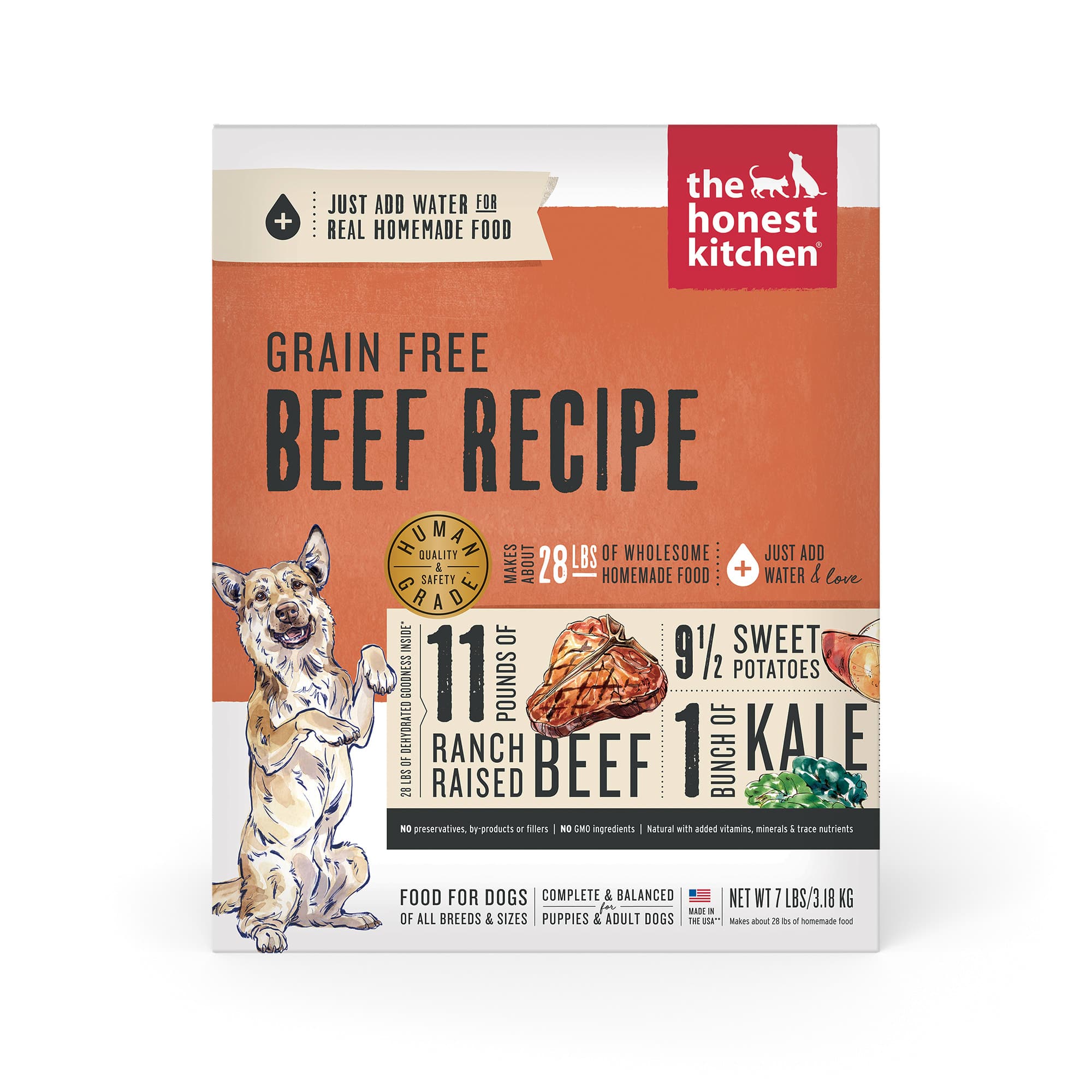 The Honest Kitchen Dehydrated Grain Free Beef Recipe Dog Food, 7 lbs ...