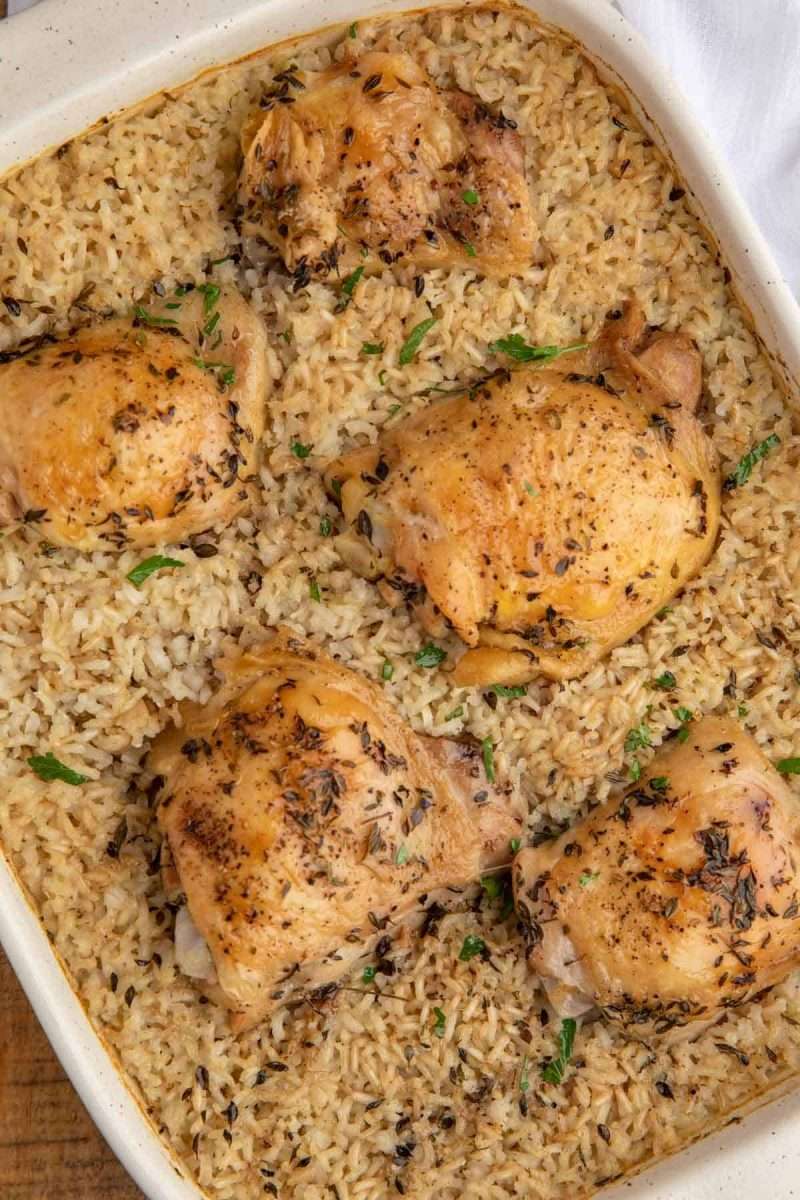 The Perfect Oven Baked Chicken and Rice