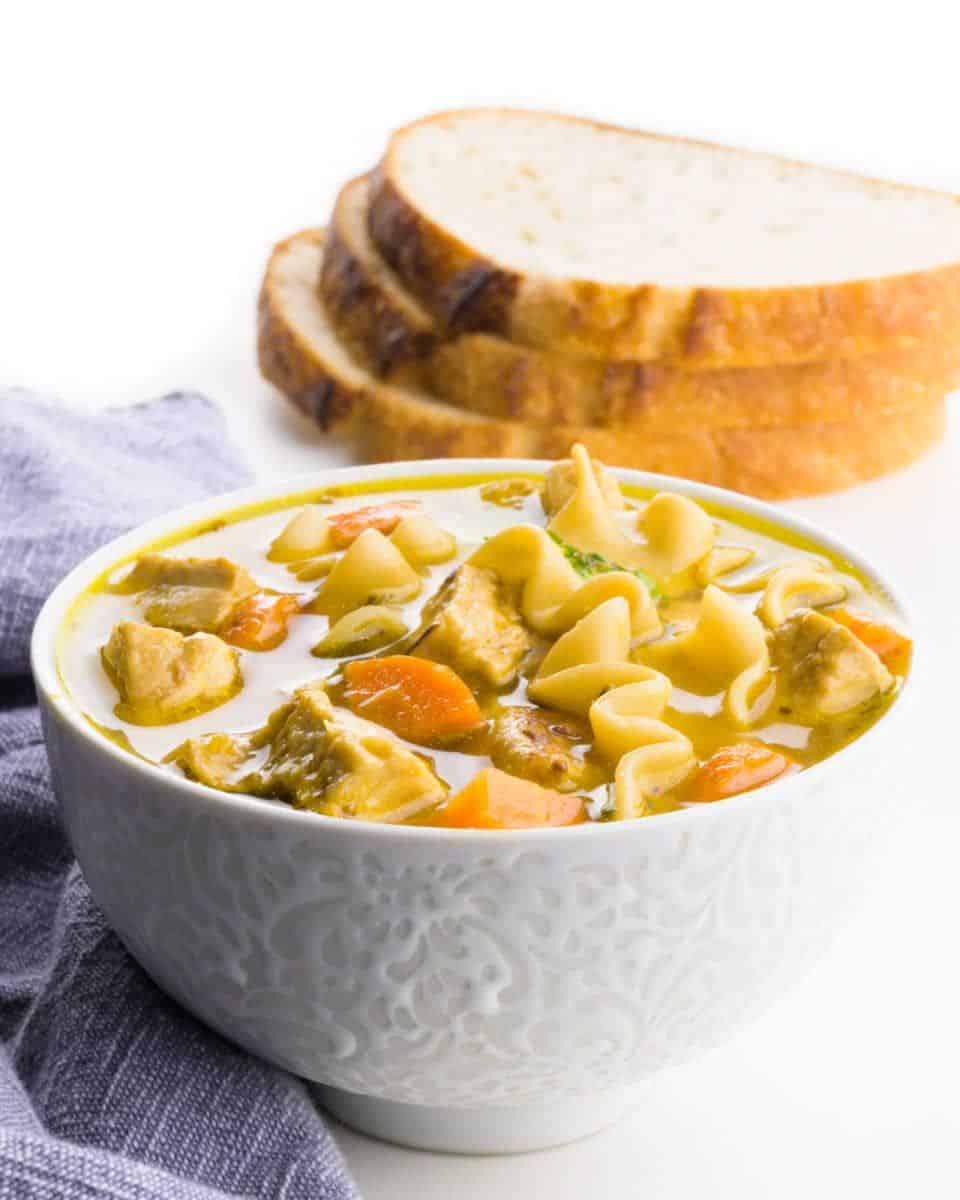 This easy vegan chicken noodle soup is made with minimal ingredients ...