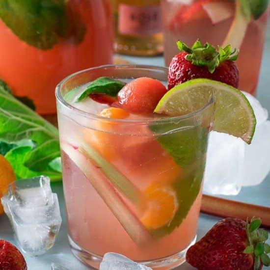 This rhubarb rosÃ© sangria is an easy summer sangria for a crowd, or ...
