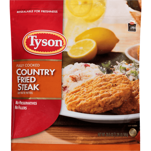 Tyson® Fully Cooked Country Fried Steak Patties, 20.5 oz. (Frozen ...