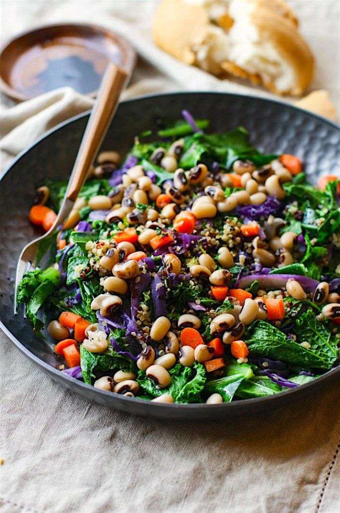 Vegan Rainbow Power Greens Salad with Black Eyed Peas ...